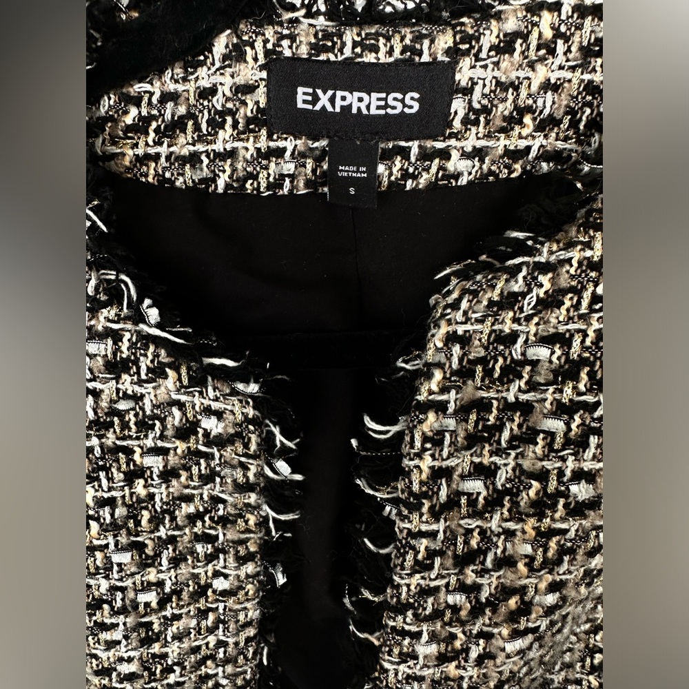 Express Tweed Gold Button Blazer - Picture 4 of 6